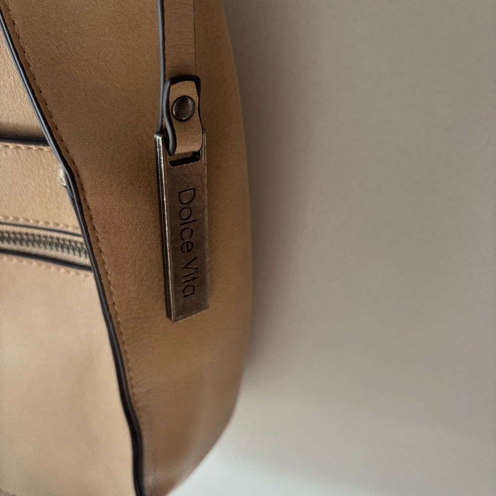 NWT Dolce Vita Tan Faux Leather Cross Body Purse Handbag Faux Snake Skin Strap - Picture 4 of 10